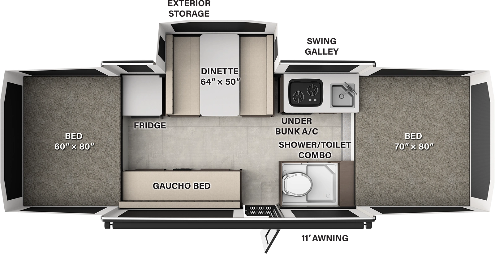 The Flagstaff Tent 238MT floorplan features include: 
